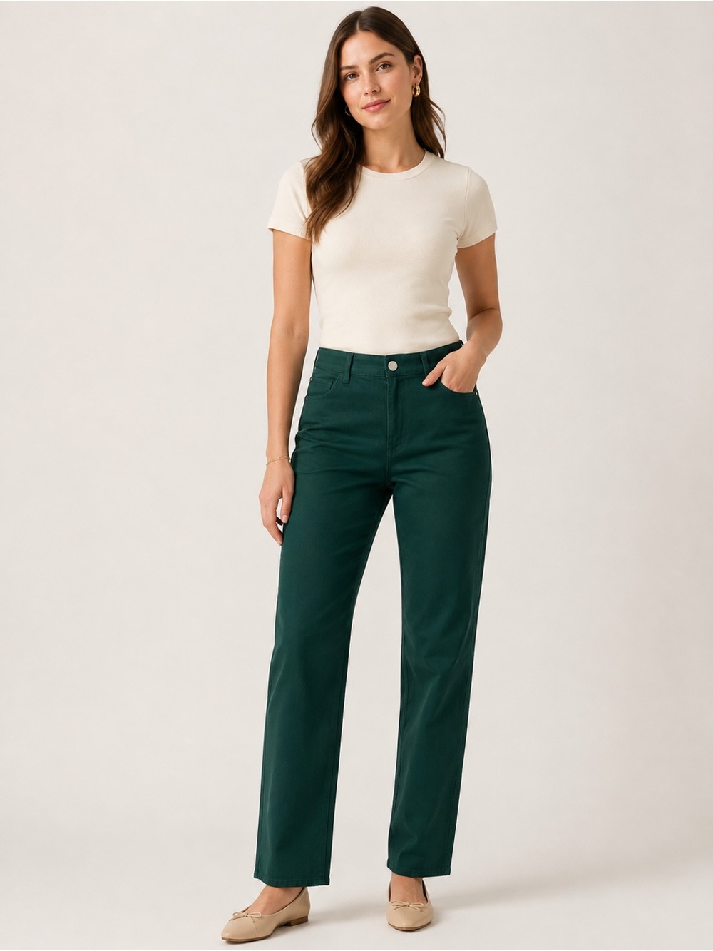 Lafayette 148 New York Straight-Leg pants in Deep Green
